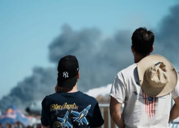 Greek air force jet crashes at annual aerial show, starts fire