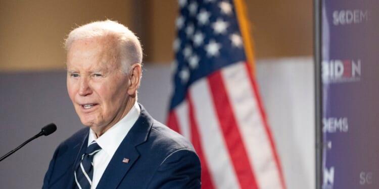 Former President Joe Biden speaks to a crowd during a fundraising event with the South Carolina Democratic Party at the Columbia Museum of Art on Feb. 27, 2026, in Columbia, South Carolina.