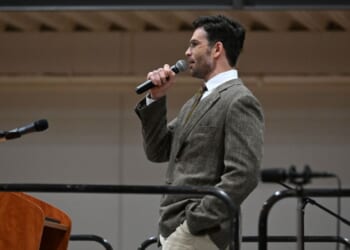 Influencer and left-wing political commentator Hasan Piker speaks during a campaign rally for Wisconsin Gubernatorial candidate Francesca Hong on Aug. 2, 2026, in Milwaukee, Wisconsin.