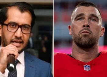 Kansas City Chiefs tight end Travis Kelce, right, was named as one of the victims of Siddharth Jawahar, left, who fleeced investors to the tune of more than $30 million.