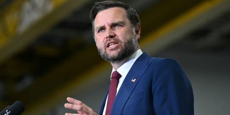 Vice President J.D. Vance speaks at a MAGA Inc. Super PAC event on Aug. 31, 2026, in Sterling Heights, Michigan.
