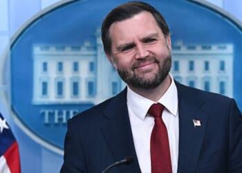 Vice President JD Vance speaks Thursday during a media briefing at the White House in Washington, D.C.