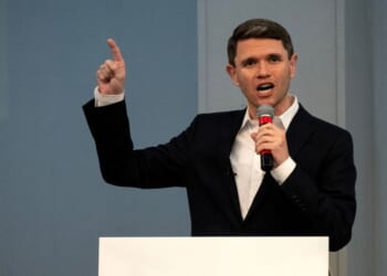Democratic candidate for U.S. Senate James Talarico speaks during a rally in Houston, Texas, on Sept. 13, 2026.