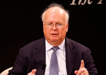 Karl Rove speaks on stage during the "Election 2024" panel for The Atlantic Festival 2024 on Sept. 20, 2024, in Washington, D.C.