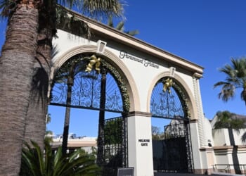 The Melrose Gate at Paramount Studios is seen in Los Angeles, California, in a file photo dated Dec. 9, 2025.