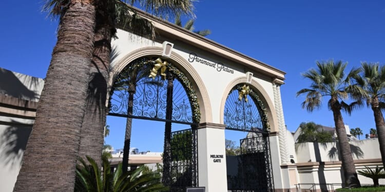 The Melrose Gate at Paramount Studios is seen in Los Angeles, California, in a file photo dated Dec. 9, 2025.