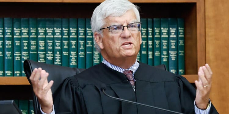 Judge William Sullivan addresses the lawyers Sept. 4 during jury deliberations in Lindsay Clancy's murder trial at the Plymouth County Superior Court in Plymouth, Massachusetts.
