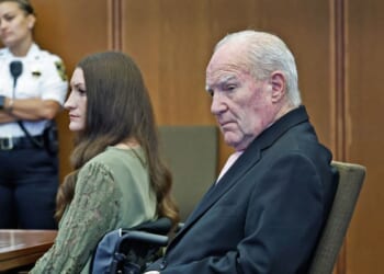 Kevin Reddington, defense attorney for Lindsay Clancy, and Lindsay Clancy look on as Judge William Sullivan instructs the jury to continue deliberating, during Lindsay Clancy's murder trial at the Plymouth County Superior Court in Plymouth, Massachusetts, on Sept. 4, 2026.
