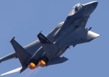 The two-man crew was flying an F-15 Eagle similar to the one shown in a file photo.