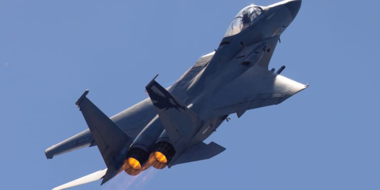 The two-man crew was flying an F-15 Eagle similar to the one shown in a file photo.