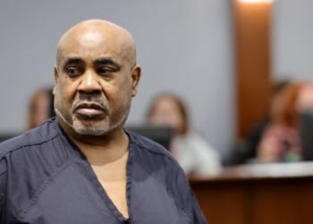 Duane "Keffe D" Davis enters a courtroom in Clark County District Court for a trial readiness status check at the Regional Justice Center on June 17, 2025, in Las Vegas, Nevada.