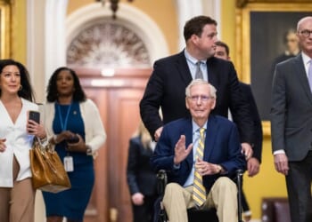 Sen. Mitch McConnell arrives for a vote at the U.S. Capitol on Sept. 14, 2026, in Washington, D.C.