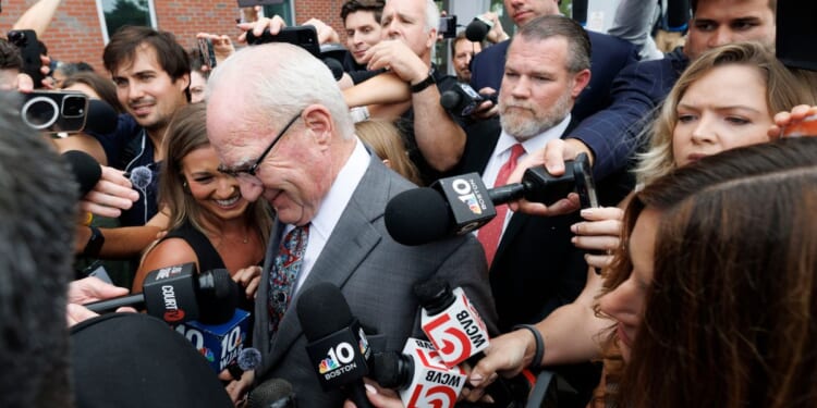 Defense attorney Kevin Reddington is surrounded by the press as he leaves the courthouse after Judge William Sullivan sent the jury home following the conclusion of deliberations for the sixth day in the trial of Lindsay Clancy at Plymouth County Superior Court on Sept. 3, 2026, in Plymouth, Massachusetts.