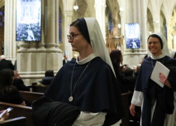Nuns line up in St. Patrick's Cathedral in New York on February 5, 2026.