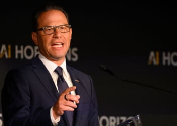 Pennsylvania Gov. Josh Shapiro delivers the keynote speech during the AI Horizons Summit at Bakery Square on Sept. 17, 2026, in Pittsburgh, Pennsylvania.