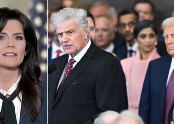 Christian leader Cissie Graham Lynch, pictured at left addressing the 2020 virtual Republican National Convention on Aug. 25, 2020, was appointed U.S. Ambassador at Large for International Religious Freedom by President Donald Trump, seen at right on Inauguration Day, Jan. 20, 2025, with Lynch's father, evangelist Franklin Graham.