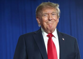 President Donald Trump is seen in a file photo from an Aug. 21 campaign event.