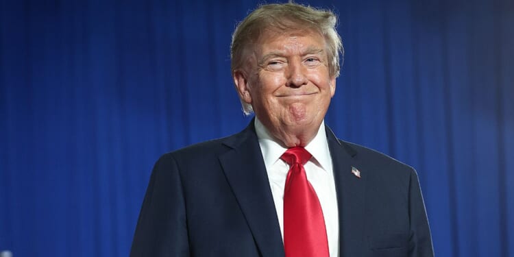 President Donald Trump is seen in a file photo from an Aug. 21 campaign event.