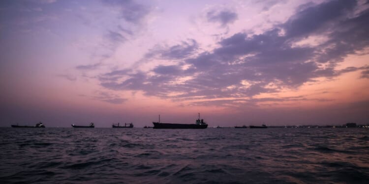 Vessels transit the Strait of Hormuz off the coast of the port city of Bandar Abbas in southern Iran on Sept. 5, 2026.