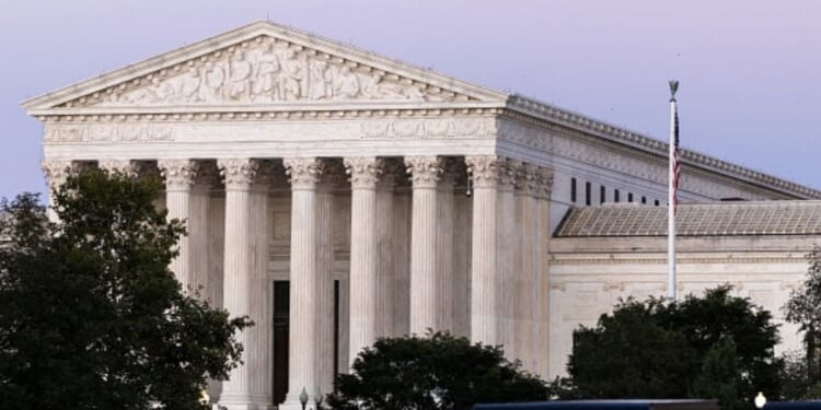 The Supreme Court building stands at dusk on September 14, 2026.