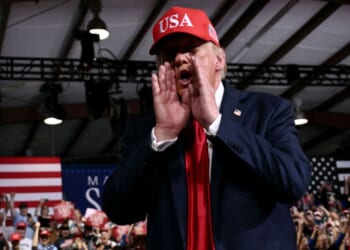 President Donald Trump had a quick comeback for a heckler during a rally Wednesday at Gastonia Municipal Airport in Gastonia, North Carolina.