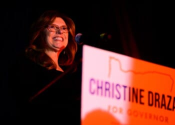 Republican gubernatorial candidate Christine Drazan speaks to supporters during an election night party on Nov. 8, 2022, in Silverton, Oregon.