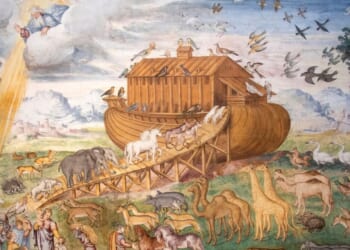 A painting of Noah's ark as seen in the church of San Maurizio al Monastero Maggiore in Italy.