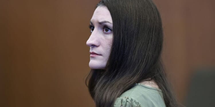 Lindsay Clancy looks to the jury in the Plymouth County Superior Court in Plymouth, Massachusetts, on September 4, 2026 during her trial.