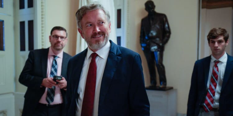 Rep. Thomas Massie heads to the House chamber for a vote at the U.S. Capitol on Sept. 1, 2026, in Washington, D.C.