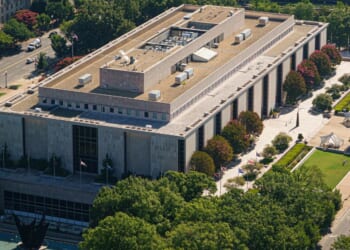 The Smithsonian's National Museum of American History is seen from the Washington Monument in Washington, D.C.