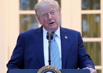 President Donald Trump speaks to reporters at a dinner in the Rose Garden of the White House on Sept. 17, 2026 in Washington.