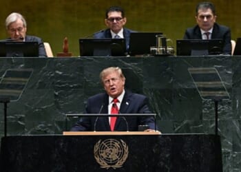 President Donald Trump speaks Tuesday during the 81st United Nations General Assembly at the United Nations Headquarters in New York City.