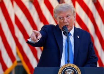 President Trump points at a reporter at the White House on September 2, 2026.