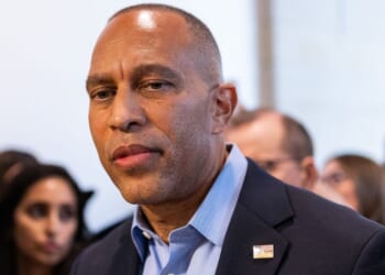 Democratic House Minority Leader Hakeem Jeffries of New York speaks to reporters Aug. 31 after a news conference in the U.S. Capitol in Washington, D.C.