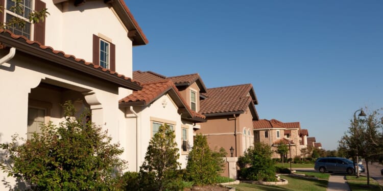 Houses in an affluent neighborhood in Las Colinas, a suburb of Dallas, Texas.
