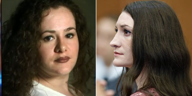 Convicted murderer Christa Pike, left, likens her case to that of Lindsay Clancy, right, who admitted to strangling her three young children but sought exoneration because she claimed she suffered from postpartum psychosis.