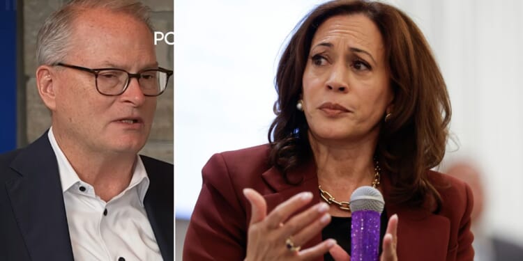 Kansas Democratic Senate candidate Adam Hamilton, left, said he's not interested in having former Vice President Kamala Harris campaign for him.